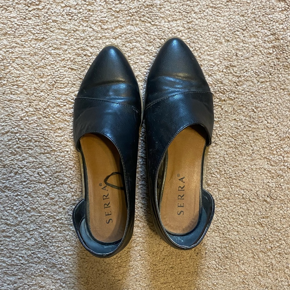 Size 8 black open sided booties